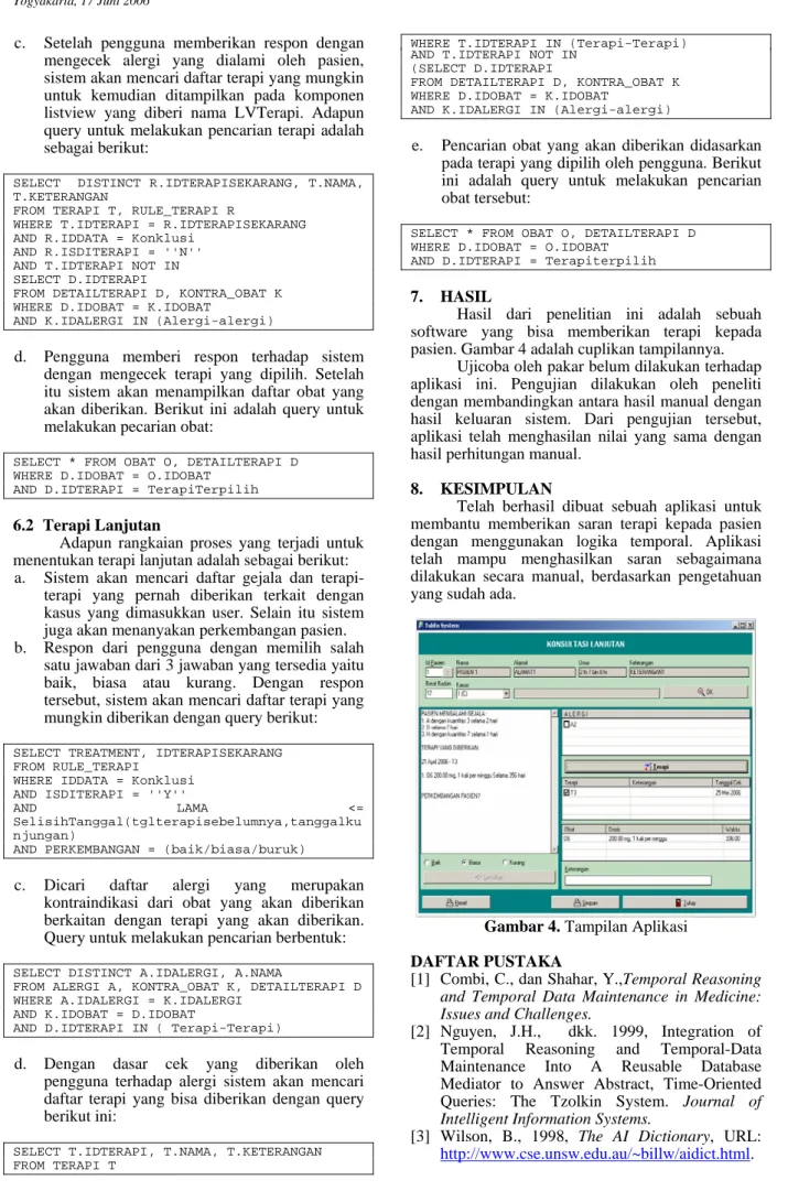 Gambar 4. Tampilan Aplikasi  DAFTAR PUSTAKA 
