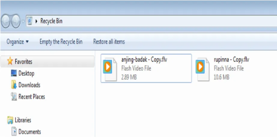 Gambar 10 Isi Folder Recycle Bin Melebihi dari Maksimum 