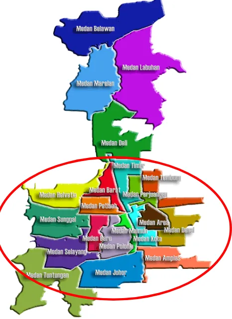 Gambar 2.49 Peta Kota Medan dan wilayah yang cocok dengan proyek 