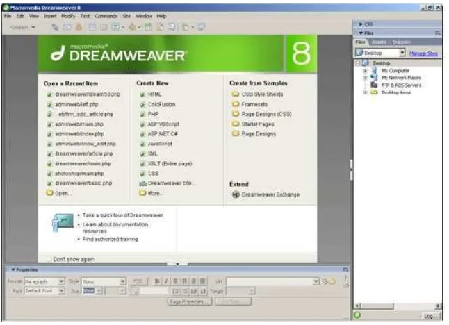 Gambar 2.34.Tampilan Macromedia Dreamweaver 8 