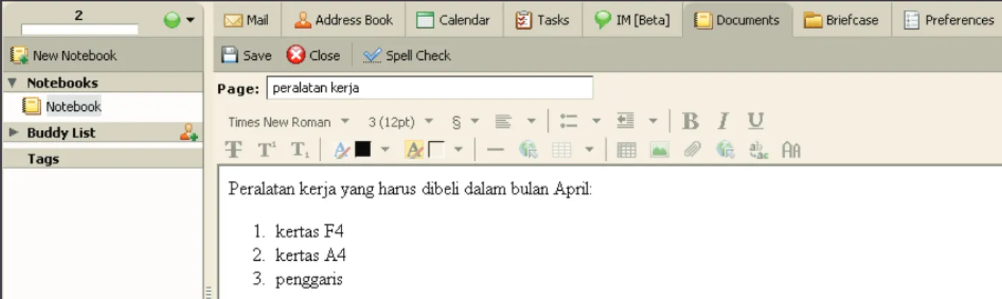 Gambar 13 : pembuatan  Page /catatan baru.