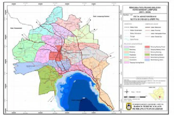 Gambar 2. Peta Administrasi Kota Bandar Lampung B. Data yang Digunakan