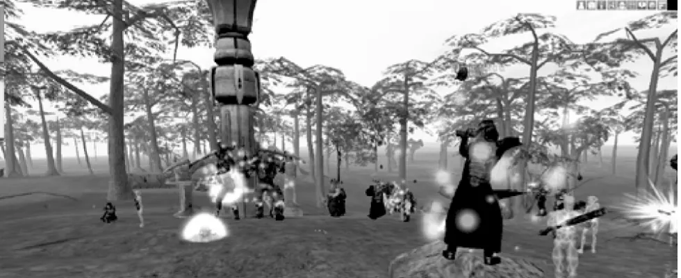 Figure 7.1. A 3D, first-person interface, from Funcom's Anarchy Onlineinterfaces allow the player to set the camera view to third person (which means the player can 