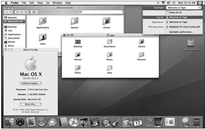 Figure 1.5The Mac OS X desktop with the Dock and an open window.