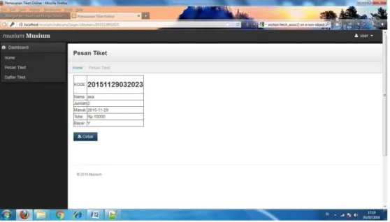 Gambar 5.9 Form Cetak Tiket User 