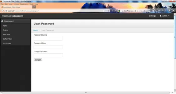 Gambar 5.11 Form Ubah Password Admin 