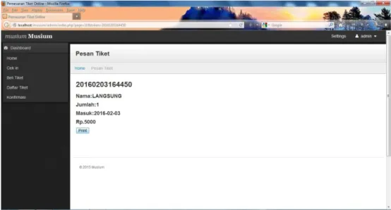 Gambar 5.16 Form Beli Tiket Admin 2  4.  Form Daftar Tiket Admin 