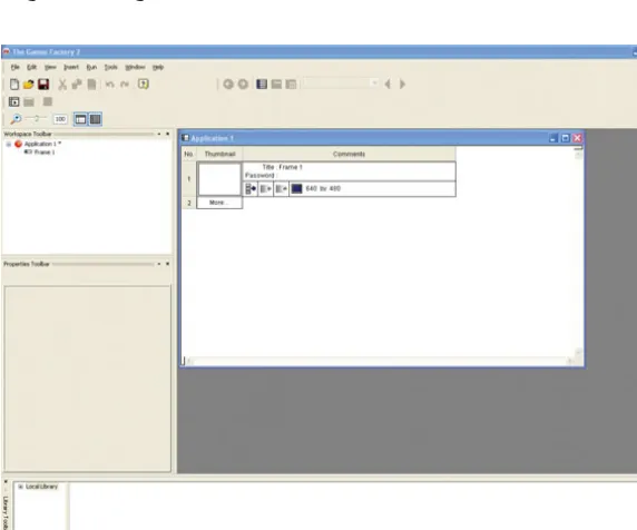 Figure 3.10The blank application ﬁle with a single frame and the Storyboard Editor open.