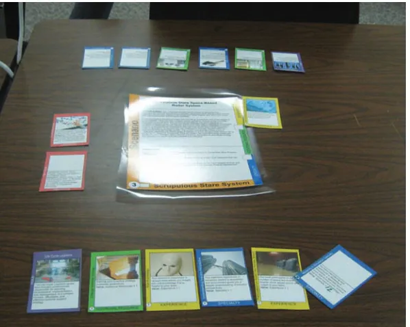 Figure 3. Card stock prototypes with one adjusted number card, used in playtesting our SYS203 expan-sion