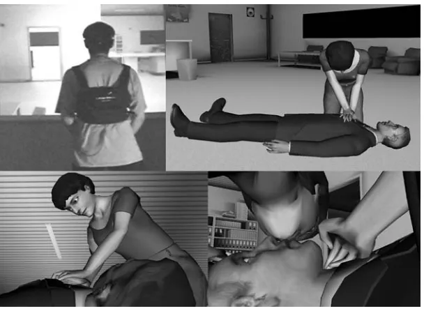 Figure 1.5JUST immersive VR situation training of health emergency personnel: immersedtrainee and execution of ordered basic life support procedures
