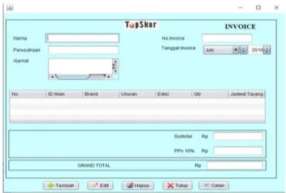 Gambar 14. Interface Form Invoice 