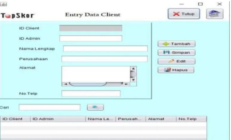 Gambar 12. Interface Form Client 