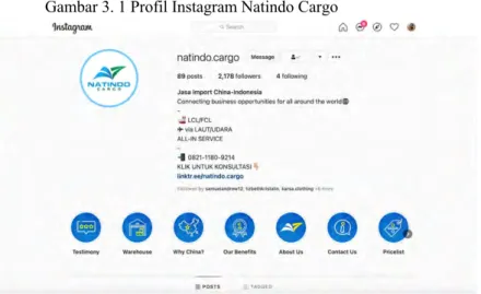 Gambar 3. 1 Profil Instagram Natindo Cargo