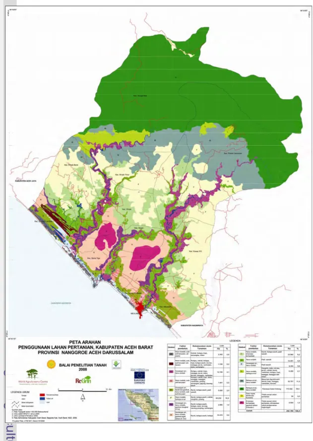 Gambar 6.1. Peta arahan penggunaan lahan pertanian, Kabupaten Aceh Barat     Provinsi Nanggroe Aceh Darussalam 