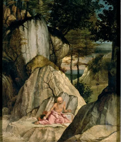 FIGURE 1.1 Lorenzo Lotto, St. Jerome in the Wilderness, c. 1506. Oil on panel (48 × 40 cm)