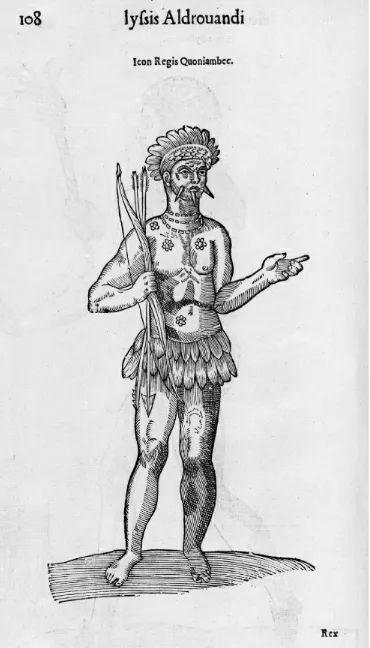 FIGURE 2.3 “Icon Regis Quoniambec,” 1642. Woodcut (43 × 22 cm). From Ulisse Aldrovandi, Monstrorum historia, 1642, f *51–897,Houghton Library, Harvard University.