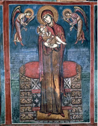 FIGURE 2.6 Byzantine, Virgin and Child, 1192. Fresco. Church of Panagia tou Arakos, Lagoudera, Cyprus.