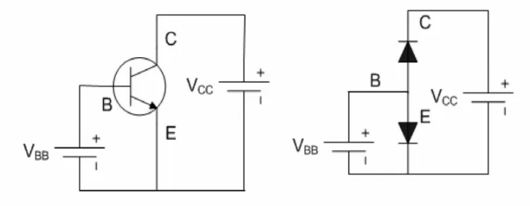 Gambar 3.4 Rangkaian dasar transistor NPN    
