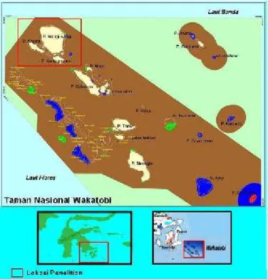 Gambar 2 : Lokasi Penelitian di Kompleks Pulau Wangi-Wangi Kabupaten Wakatobi  