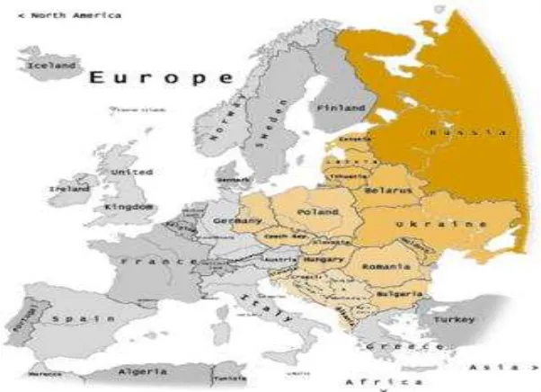 Gambar 2.1 Wilayah Rusia di kawasan Eropa Timur 