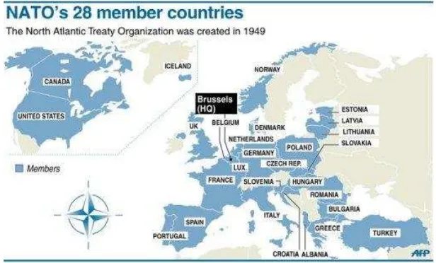 Gambar 3.1 28 Negara yang tergabung di dalam NATO 