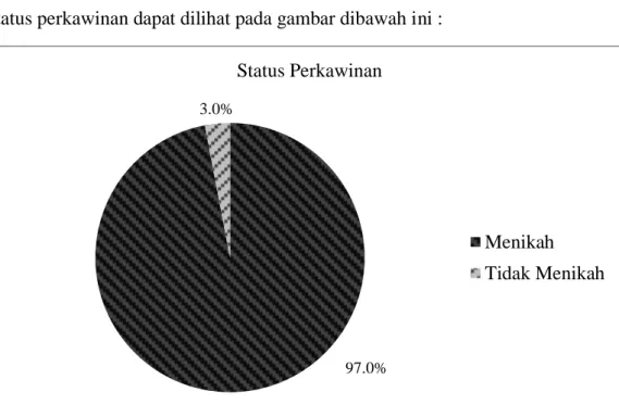 Gambar  7.  Diagram  pie  distribusi  proporsi  penderita  kanker  serviks  berdasarkan  status  perkawinan  pada  pasien  rawat  inap  di  RSUD  Dr