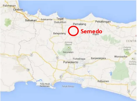 Gambar 1. Keletakan Situs Semedo di Kabupaten Tegal (Sumber: Penulis) 