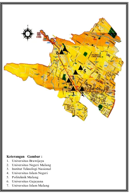 Gambar 1.  Peta Kecamatan Lowokwaru Malang 