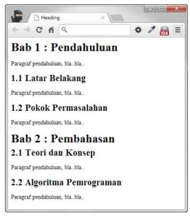 Gambar 17 Penjudulan pada dokumen HTML 