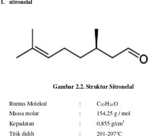 Gambar 2.2. Struktur Sitronelal 