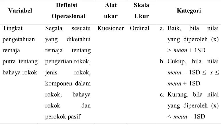 Tabel 3.3 Definisi Operasional 