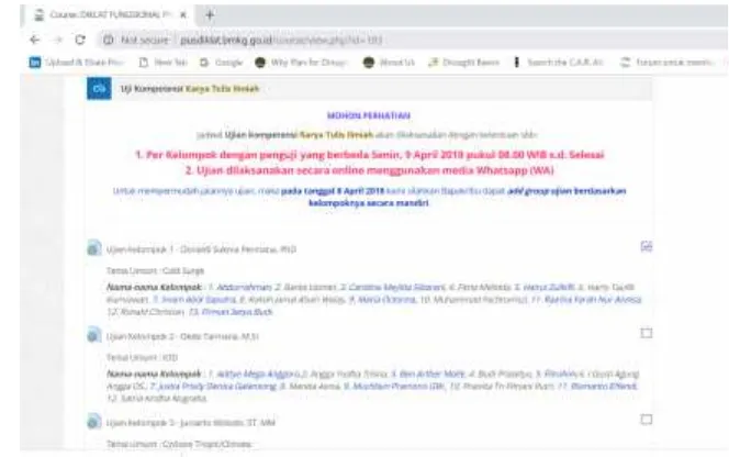 Gambar 4. Screenshoot Ujian online Pemahaman KTI melalui media whatsapp