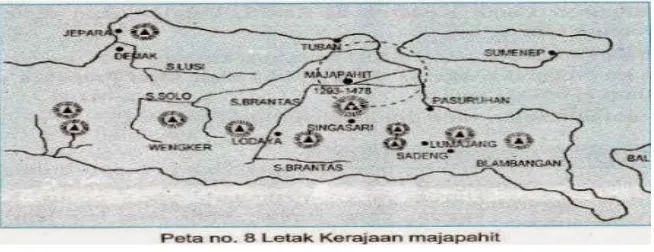 Gambar 3. Peta Letak Kerajaan Majapahit