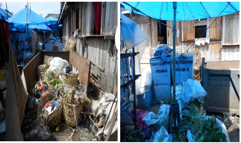 Gambar Lampiran 1. Kondisi wadah penyimpanan sampah pedagang di Pasar Horas 