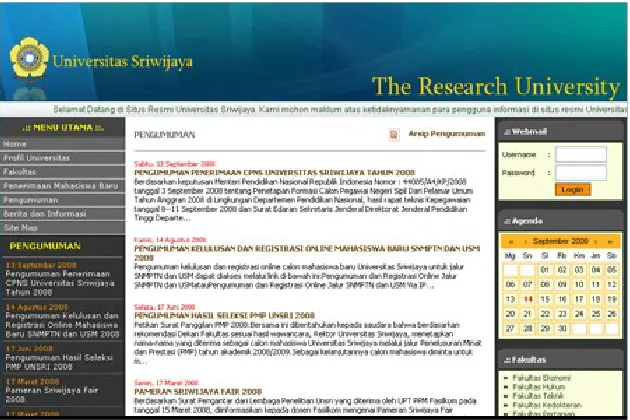 Gambar web Universitas Sriwijaya
