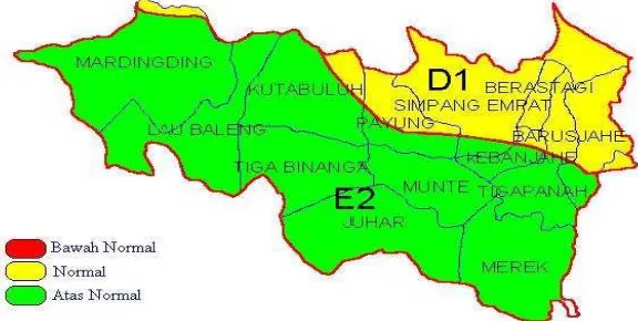 Gambar 4.1. Peta Prakiraan Sifat Hujan Kabupaten Karo 