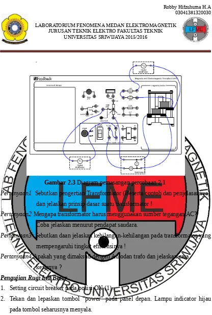 Gambar 2.3 Diagram pemasangan percobaan 2.1 