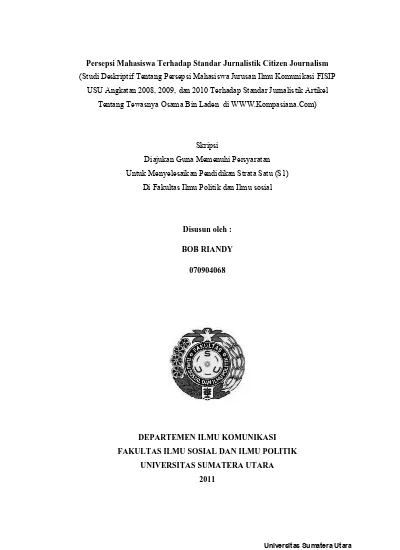 Persepsi Mahasiswa Terhadap Standar Jurnalistik Citizen Journalism