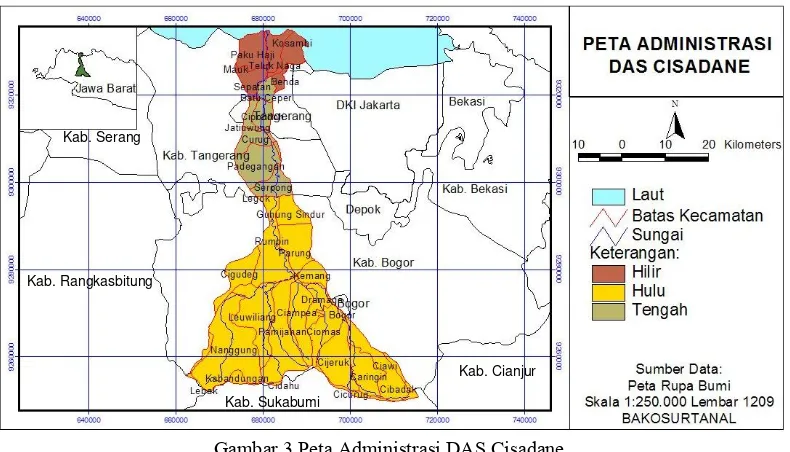 Gambar 3 Peta Administrasi DAS Cisadane. 