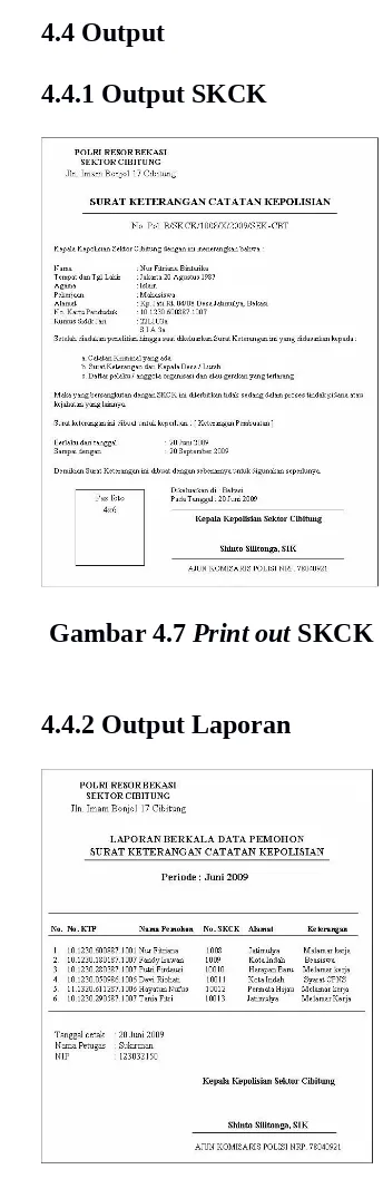 Gambar 4.7 Print out SKCK