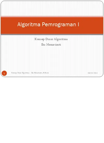 Algoritma Pemrograman 1 01 Konsep Dasar