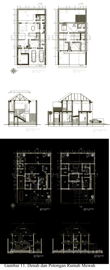 Gambar 10. Denah dan Potongan Rumah Menengah 