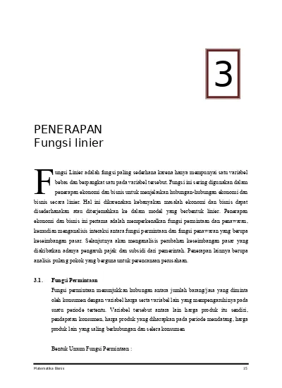 3.1. Fungsi Permintaan - Bab 3 Penerapan Fungsi Linier