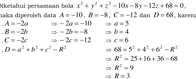 Gambar 4.6. Bola dengan pusat (5,4,6) dan R=3  