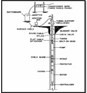 Gambar 2.1 Susunan Peralatan Electrical submersible pump