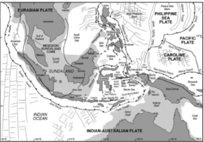 Gambar 2. Tataan tektonik wilayah Indonesia bagian barat (Hall, 2002). 