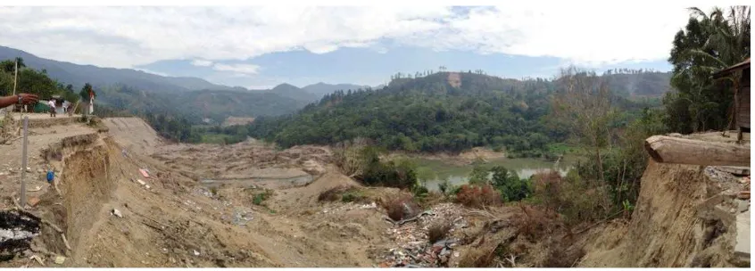 Gambar 5. Gerakan tanah di Desa Seurempah, Kecamatan Ketol, Kabupaten Aceh Tengah dipicu oleh kejadian gempa bumi pada tanggal 2 Juli 2013