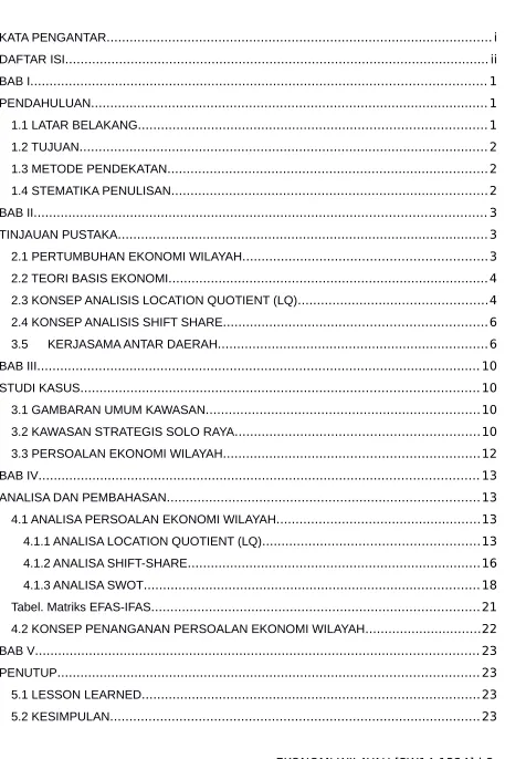 Tabel. Matriks EFAS-IFAS.....................................................................................21