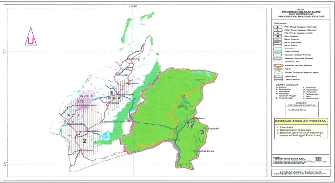 Gambar 3a.  Peta Informasi Sebaran Kapet  dan Hinterland Provinsi Kalimantan Selatan   