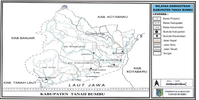 Gambar 3b.  Luas dan Batas Wilayah Kabupaten Tanah Bumbu 